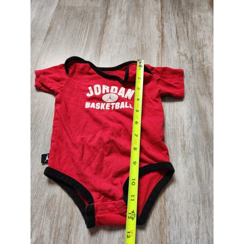 Jordan Air Jumpman Basketball Baby One Piece Red Black Snap Sz 6-9 Months GUC